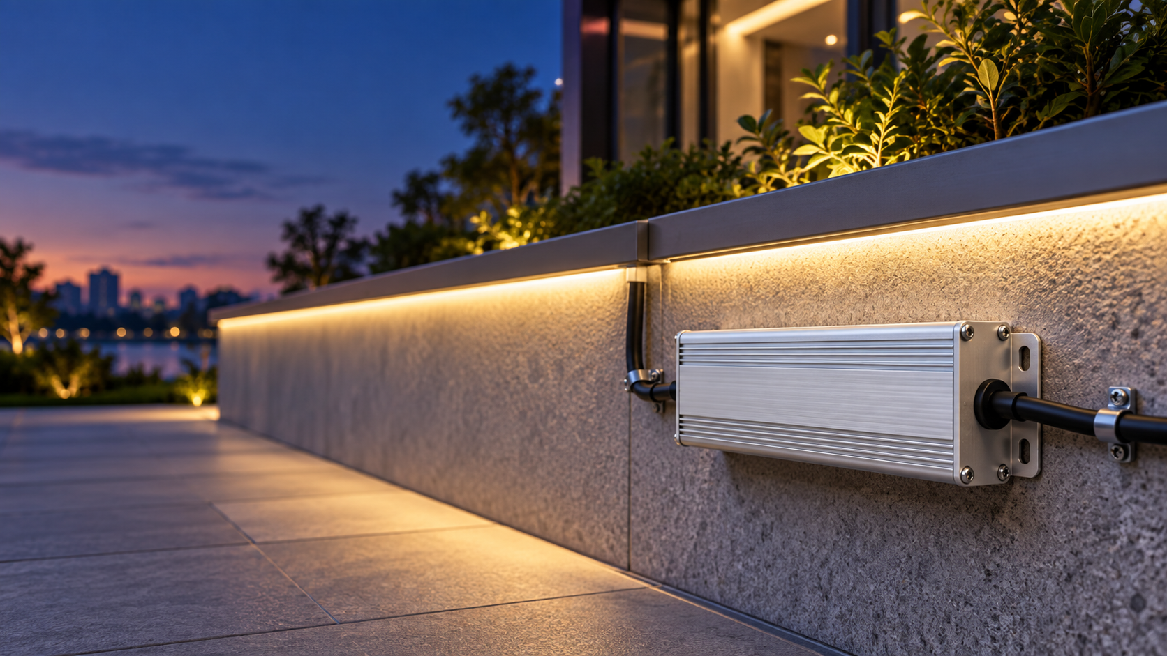 户外建筑照明中 LED 驱动电源的应用场景示意